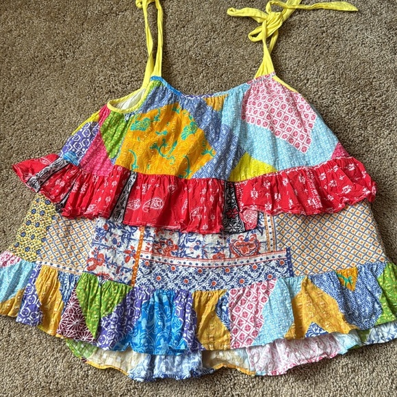 Anthropologie Let Me Be Ruffled Patchwork Flowy Tank Top Blouse - Picture 4 of 9